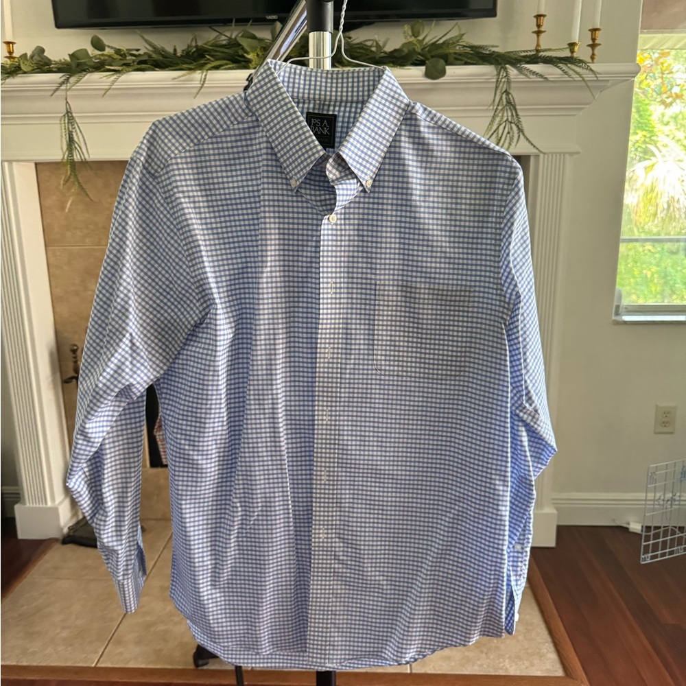 Jos. A. Bank Blue and White Casual Button Down Shirt